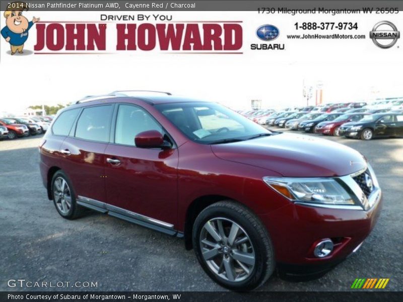 Cayenne Red / Charcoal 2014 Nissan Pathfinder Platinum AWD