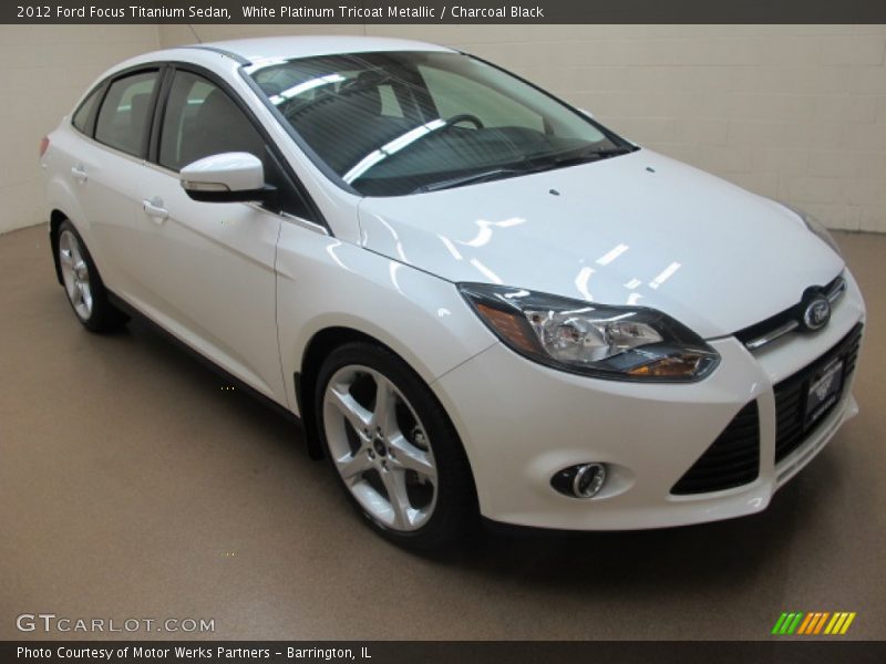 White Platinum Tricoat Metallic / Charcoal Black 2012 Ford Focus Titanium Sedan