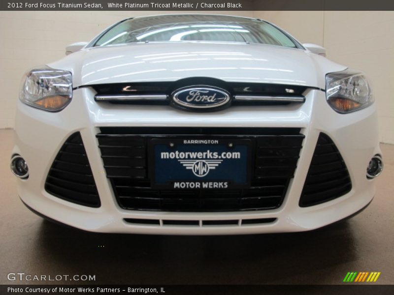 White Platinum Tricoat Metallic / Charcoal Black 2012 Ford Focus Titanium Sedan