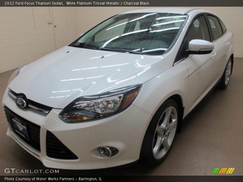White Platinum Tricoat Metallic / Charcoal Black 2012 Ford Focus Titanium Sedan