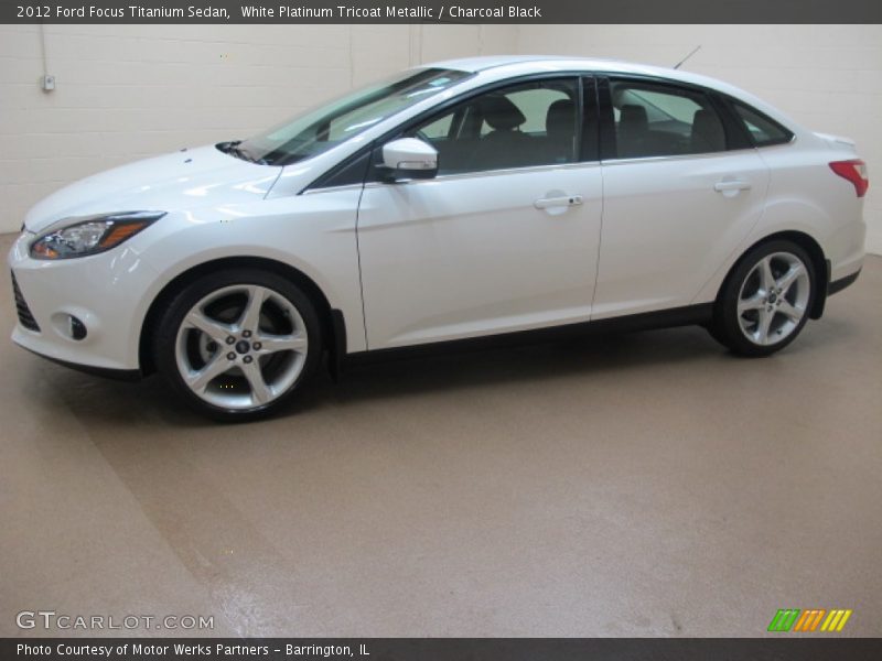 White Platinum Tricoat Metallic / Charcoal Black 2012 Ford Focus Titanium Sedan