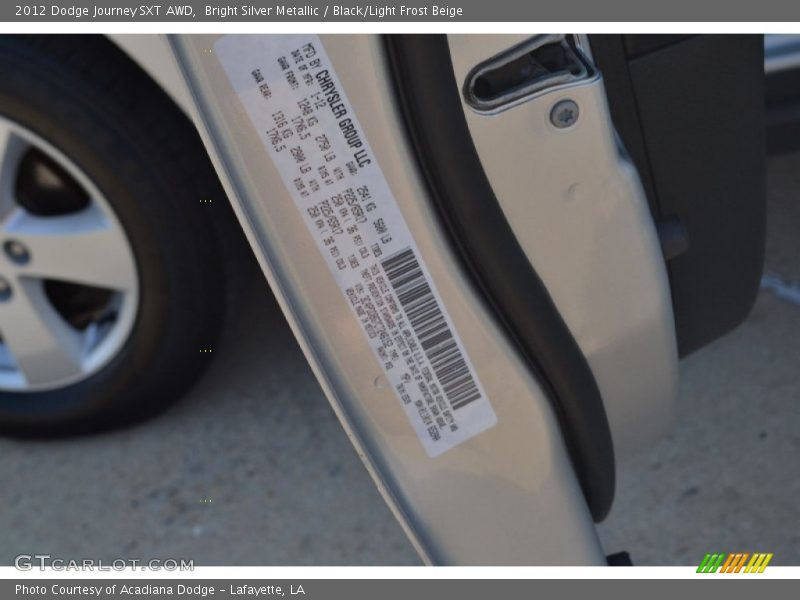Bright Silver Metallic / Black/Light Frost Beige 2012 Dodge Journey SXT AWD