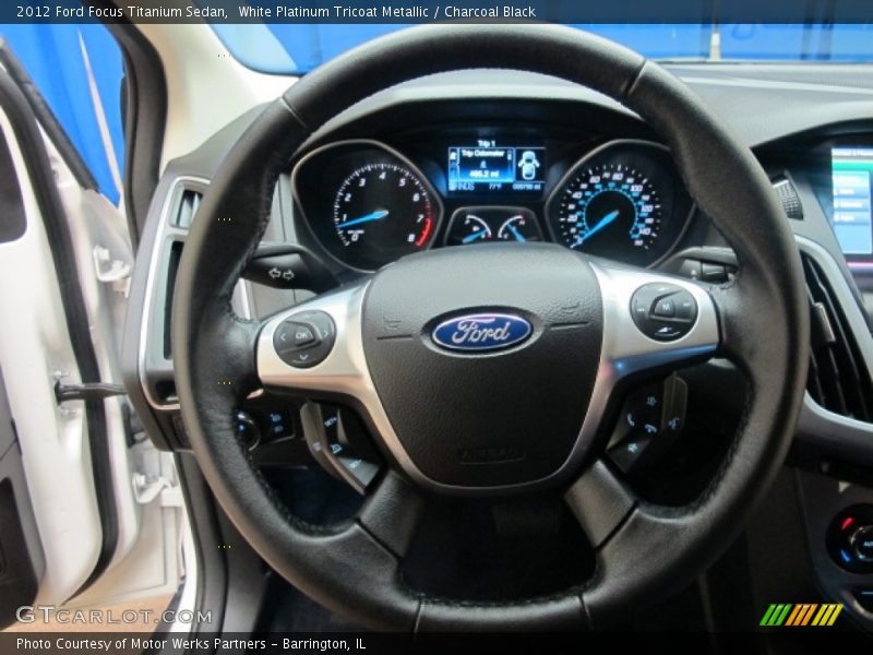 White Platinum Tricoat Metallic / Charcoal Black 2012 Ford Focus Titanium Sedan
