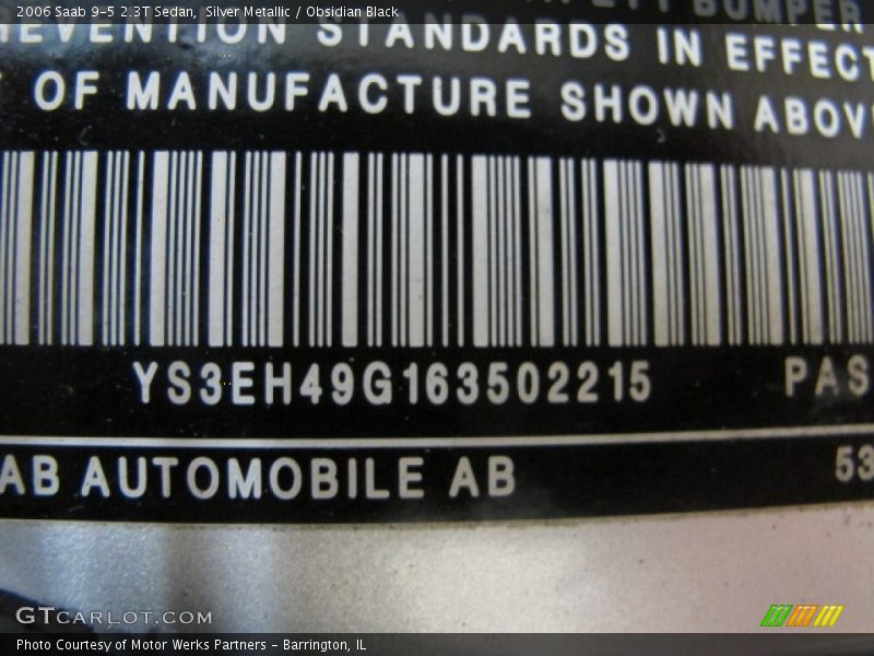 Silver Metallic / Obsidian Black 2006 Saab 9-5 2.3T Sedan