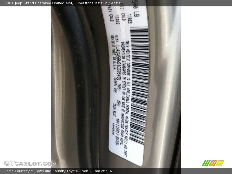Silverstone Metallic / Agate 2001 Jeep Grand Cherokee Limited 4x4