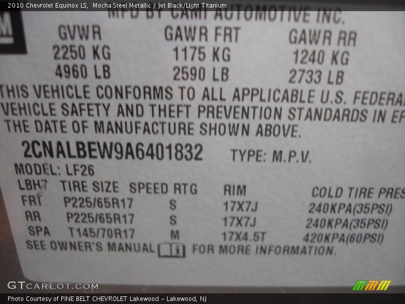 Mocha Steel Metallic / Jet Black/Light Titanium 2010 Chevrolet Equinox LS