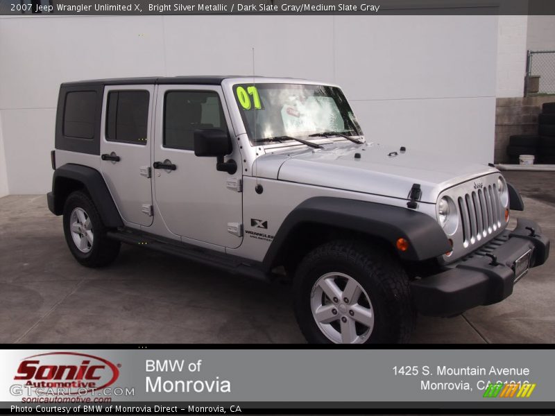 Bright Silver Metallic / Dark Slate Gray/Medium Slate Gray 2007 Jeep Wrangler Unlimited X