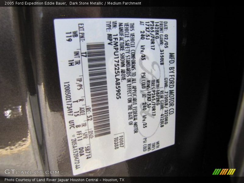 Dark Stone Metallic / Medium Parchment 2005 Ford Expedition Eddie Bauer