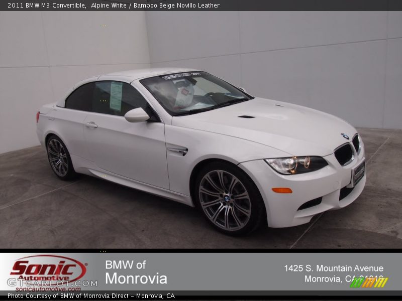 Alpine White / Bamboo Beige Novillo Leather 2011 BMW M3 Convertible