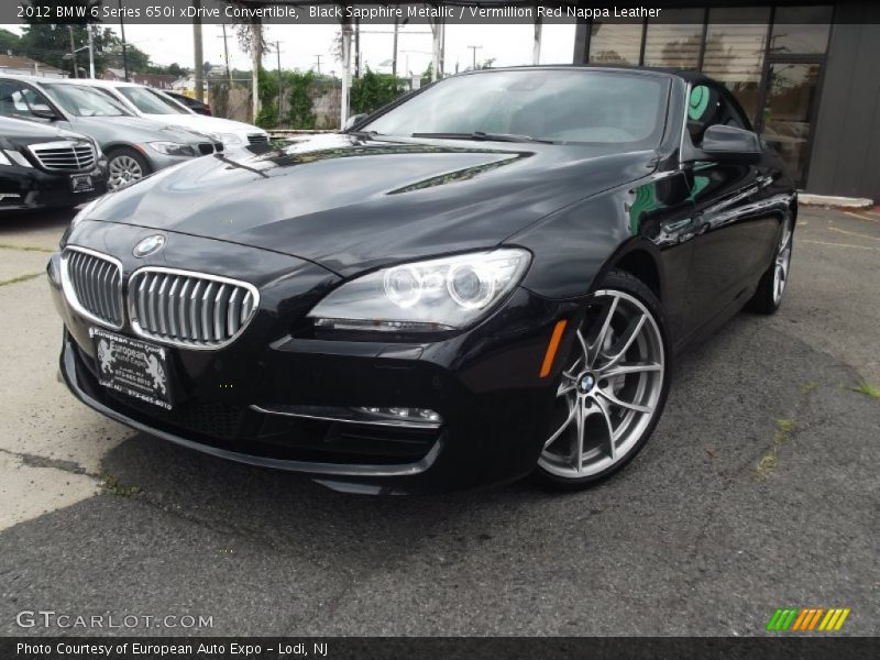 Black Sapphire Metallic / Vermillion Red Nappa Leather 2012 BMW 6 Series 650i xDrive Convertible