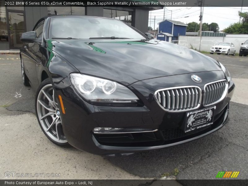 Black Sapphire Metallic / Vermillion Red Nappa Leather 2012 BMW 6 Series 650i xDrive Convertible