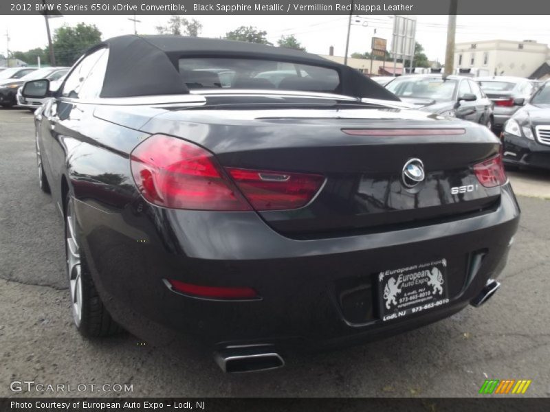 Black Sapphire Metallic / Vermillion Red Nappa Leather 2012 BMW 6 Series 650i xDrive Convertible
