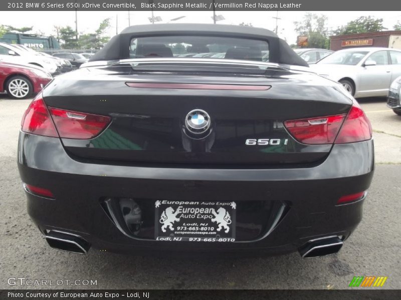 Black Sapphire Metallic / Vermillion Red Nappa Leather 2012 BMW 6 Series 650i xDrive Convertible