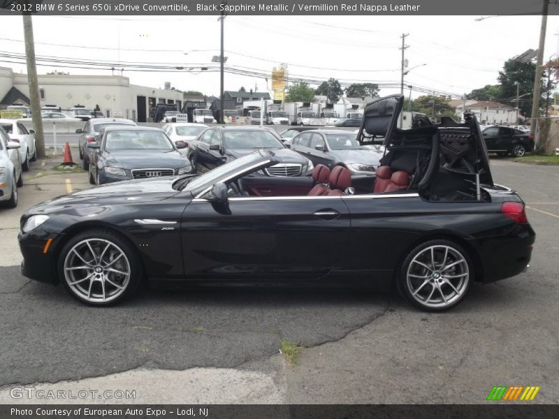 Black Sapphire Metallic / Vermillion Red Nappa Leather 2012 BMW 6 Series 650i xDrive Convertible