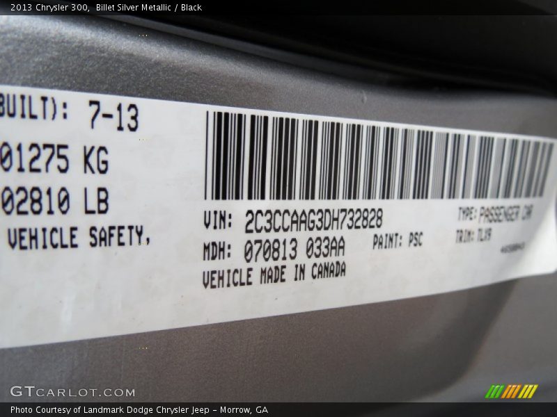 Billet Silver Metallic / Black 2013 Chrysler 300