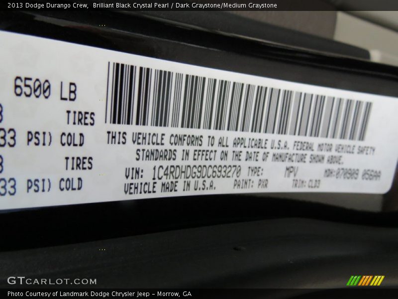 Brilliant Black Crystal Pearl / Dark Graystone/Medium Graystone 2013 Dodge Durango Crew