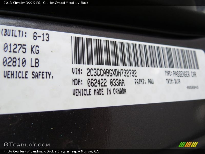 Granite Crystal Metallic / Black 2013 Chrysler 300 S V6