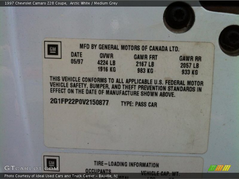 Arctic White / Medium Grey 1997 Chevrolet Camaro Z28 Coupe