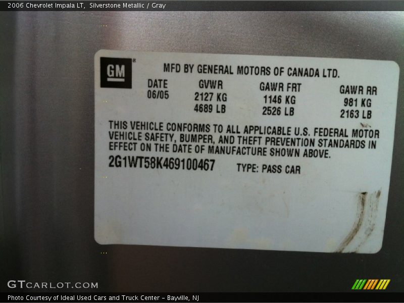 Silverstone Metallic / Gray 2006 Chevrolet Impala LT