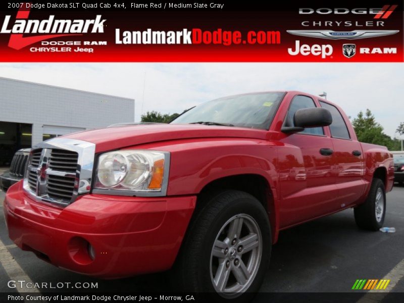 Flame Red / Medium Slate Gray 2007 Dodge Dakota SLT Quad Cab 4x4