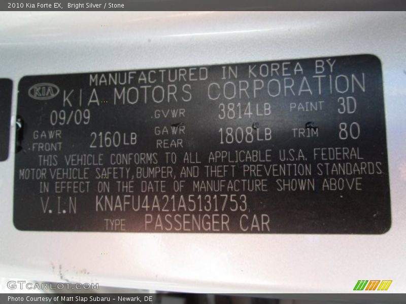 Bright Silver / Stone 2010 Kia Forte EX