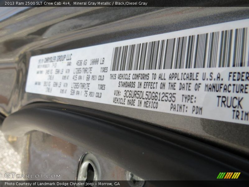 Mineral Gray Metallic / Black/Diesel Gray 2013 Ram 2500 SLT Crew Cab 4x4