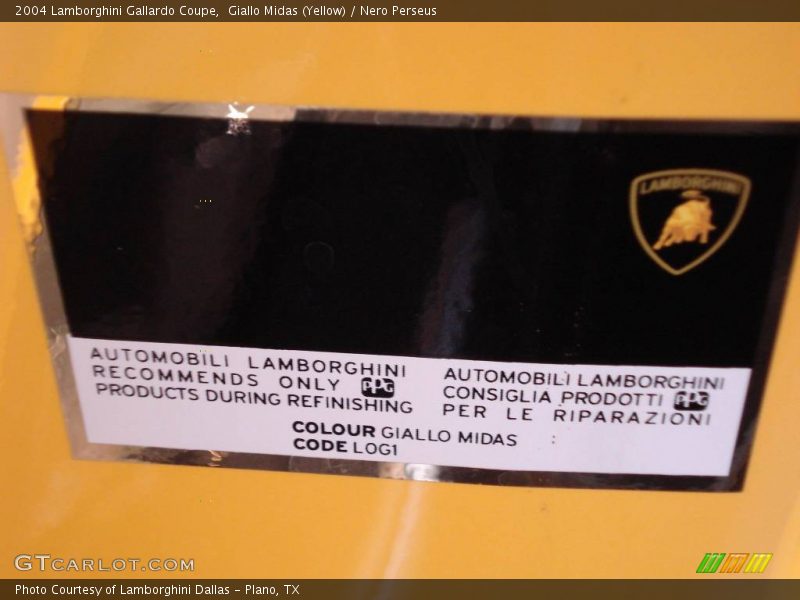 Giallo Midas (Yellow) / Nero Perseus 2004 Lamborghini Gallardo Coupe