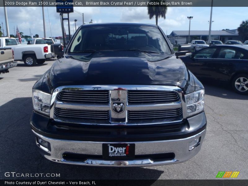 Brilliant Black Crystal Pearl / Light Pebble Beige/Bark Brown 2009 Dodge Ram 1500 Laramie Crew Cab