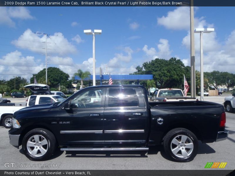 Brilliant Black Crystal Pearl / Light Pebble Beige/Bark Brown 2009 Dodge Ram 1500 Laramie Crew Cab