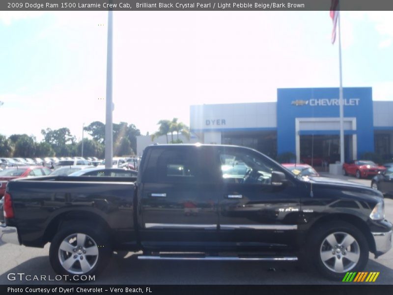 Brilliant Black Crystal Pearl / Light Pebble Beige/Bark Brown 2009 Dodge Ram 1500 Laramie Crew Cab