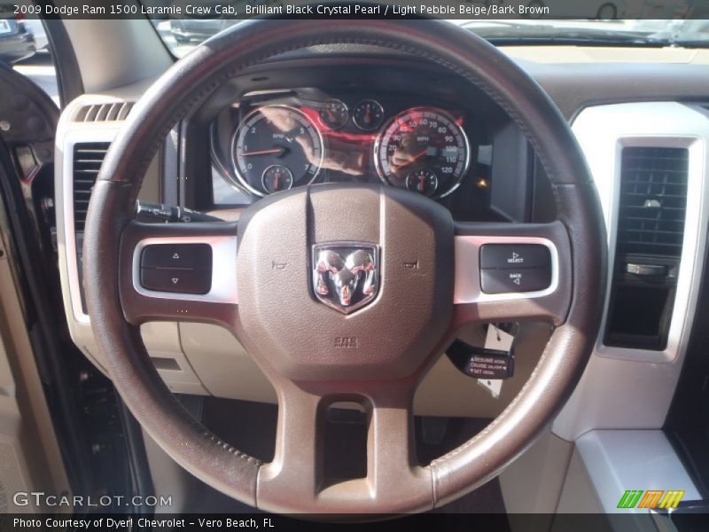 Brilliant Black Crystal Pearl / Light Pebble Beige/Bark Brown 2009 Dodge Ram 1500 Laramie Crew Cab