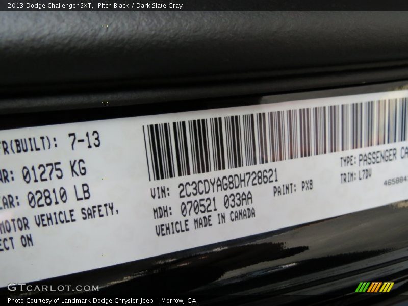 Pitch Black / Dark Slate Gray 2013 Dodge Challenger SXT