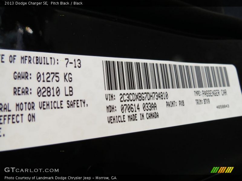 Pitch Black / Black 2013 Dodge Charger SE