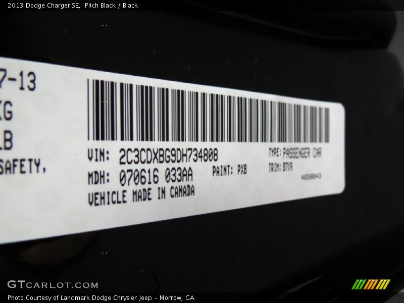 Pitch Black / Black 2013 Dodge Charger SE