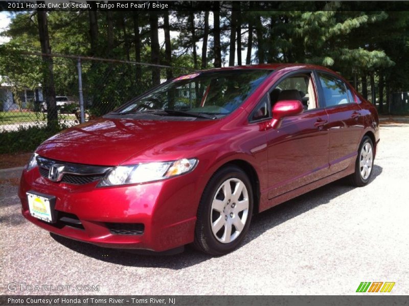 Tango Red Pearl / Beige 2011 Honda Civic LX Sedan