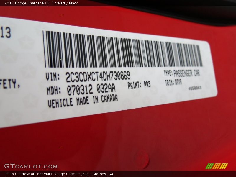 2013 Charger R/T TorRed Color Code PR3