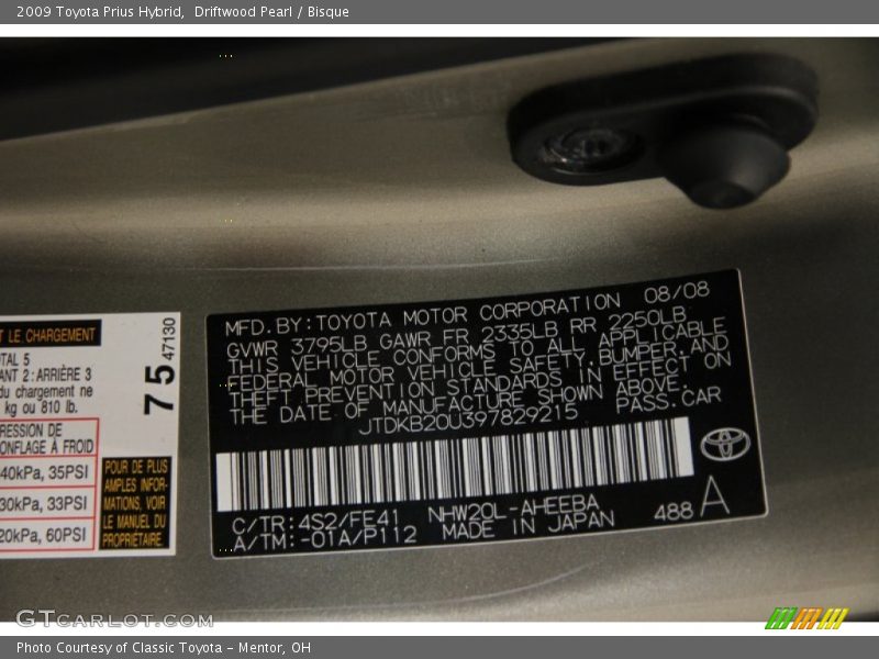 Driftwood Pearl / Bisque 2009 Toyota Prius Hybrid