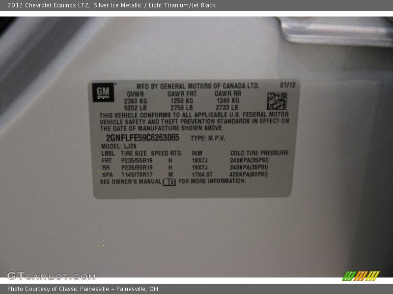 Silver Ice Metallic / Light Titanium/Jet Black 2012 Chevrolet Equinox LTZ