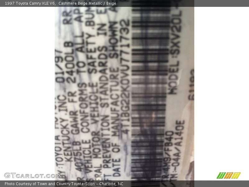 Cashmere Beige Metallic / Beige 1997 Toyota Camry XLE V6