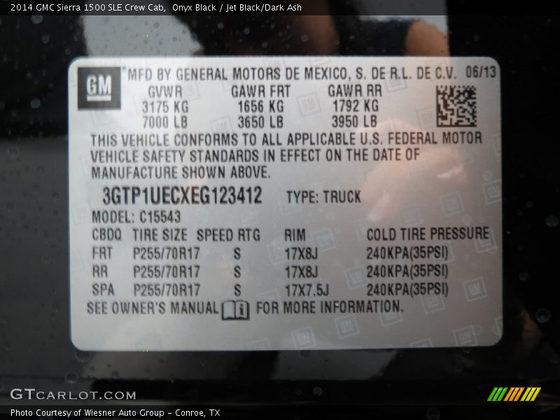 Onyx Black / Jet Black/Dark Ash 2014 GMC Sierra 1500 SLE Crew Cab
