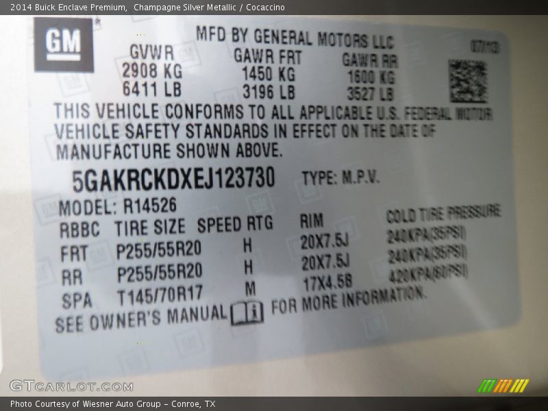 Champagne Silver Metallic / Cocaccino 2014 Buick Enclave Premium