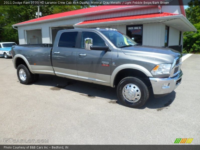 Mineral Gray Metallic / Light Pebble Beige/Bark Brown 2011 Dodge Ram 3500 HD Laramie Crew Cab 4x4 Dually