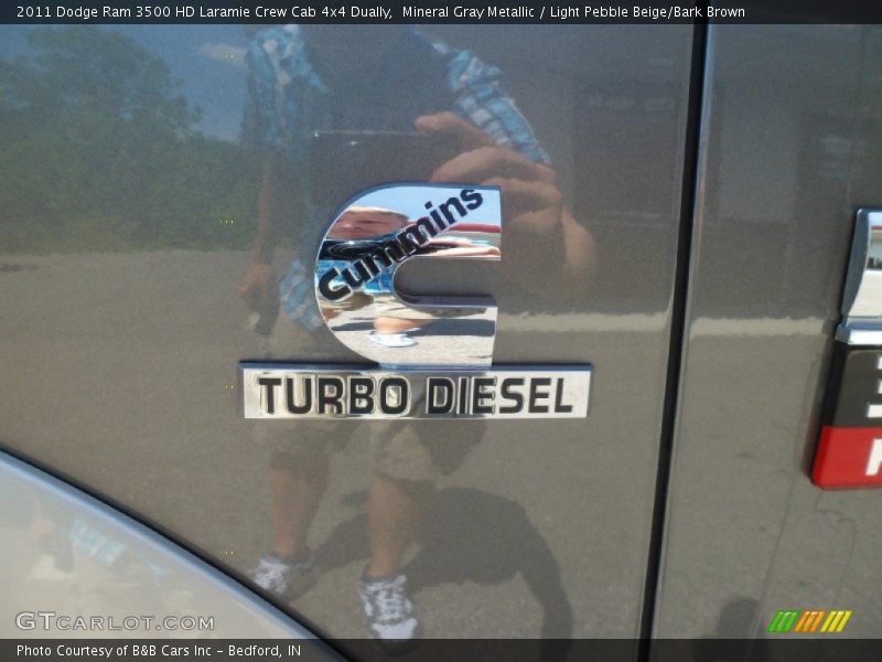 Mineral Gray Metallic / Light Pebble Beige/Bark Brown 2011 Dodge Ram 3500 HD Laramie Crew Cab 4x4 Dually