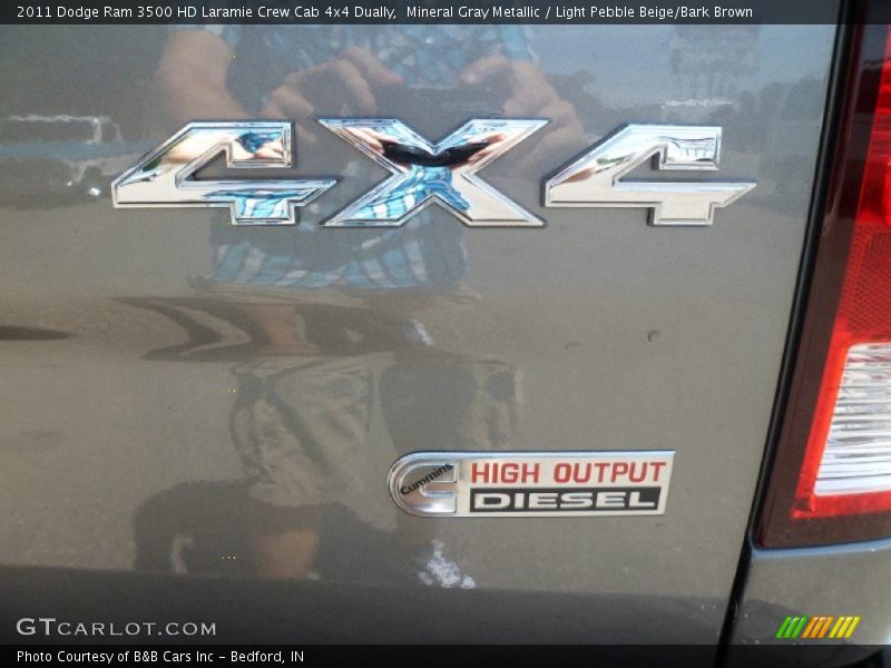 Mineral Gray Metallic / Light Pebble Beige/Bark Brown 2011 Dodge Ram 3500 HD Laramie Crew Cab 4x4 Dually