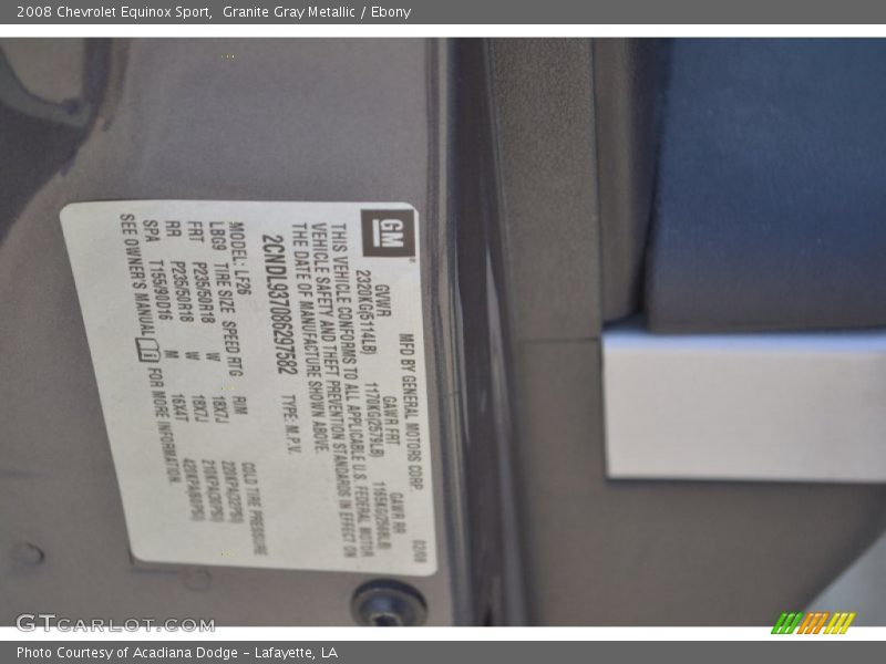 Granite Gray Metallic / Ebony 2008 Chevrolet Equinox Sport