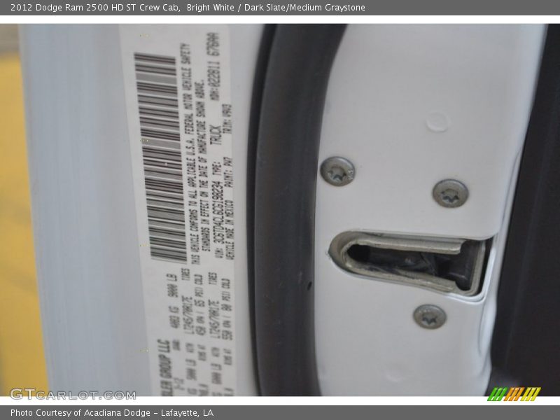 Bright White / Dark Slate/Medium Graystone 2012 Dodge Ram 2500 HD ST Crew Cab