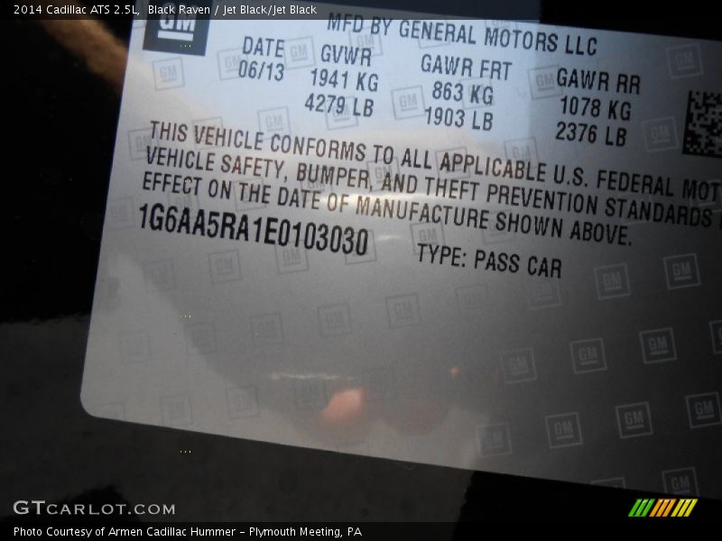 Black Raven / Jet Black/Jet Black 2014 Cadillac ATS 2.5L