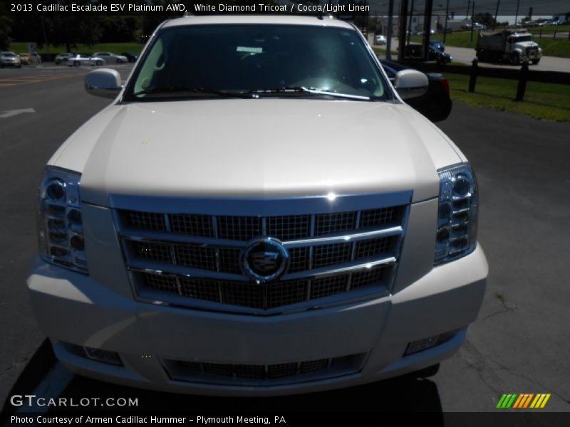 White Diamond Tricoat / Cocoa/Light Linen 2013 Cadillac Escalade ESV Platinum AWD