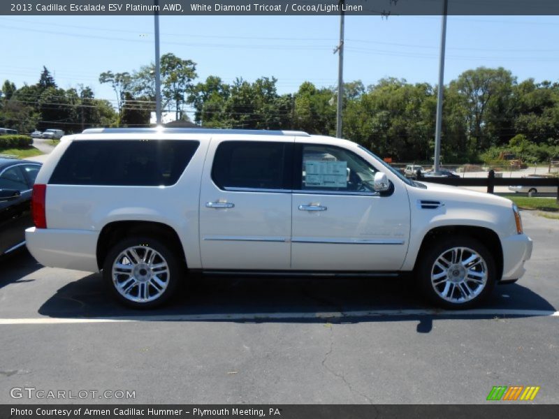 White Diamond Tricoat / Cocoa/Light Linen 2013 Cadillac Escalade ESV Platinum AWD