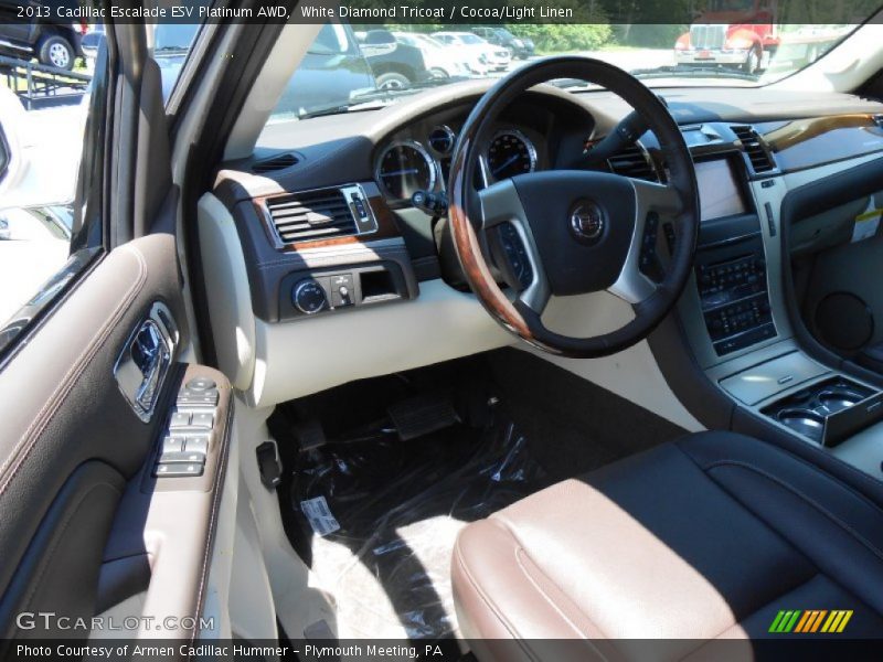 White Diamond Tricoat / Cocoa/Light Linen 2013 Cadillac Escalade ESV Platinum AWD